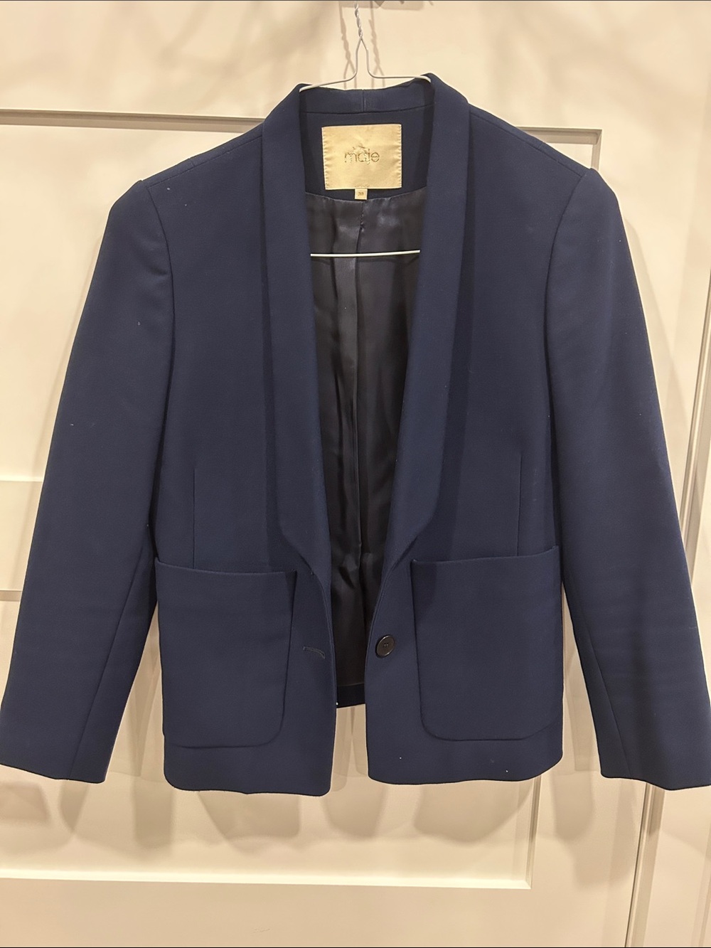 Maje Deep Navy Shawl-Collar Blazer